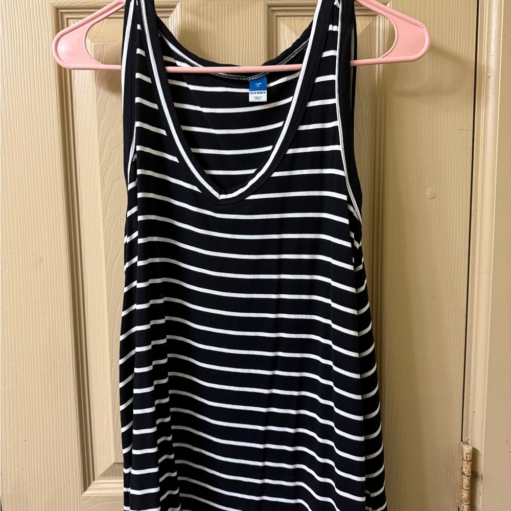 Old Navy Black and White Striped Tank Top